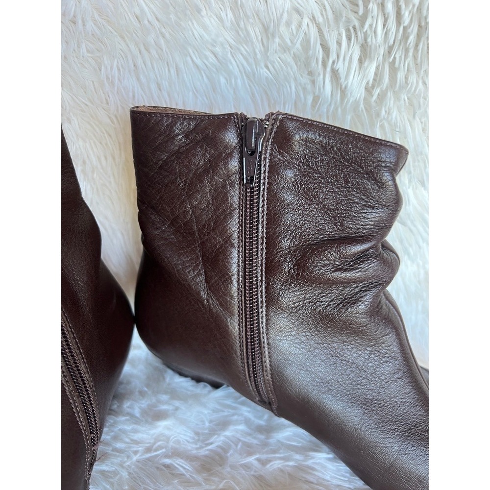 Eric Michael Soho Brown Leather Ankle Boots Slouch Button EU 39 Boho Lagenlook - Picture 3 of 16